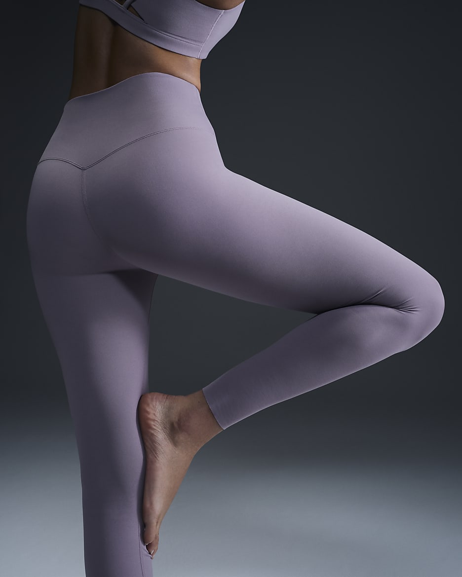 Nike Zenvy Legging met volledige lengte en iets ondersteunende hoge taille voor dames - Light Violet Ore/Zwart