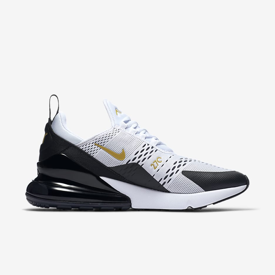 Nike Air Max 270 Men's Shoes - White/Black/Metallic Gold