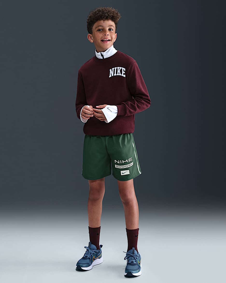 Nike Multi Big Kids' (Boys') Dri-FIT Woven Shorts - Fir/Light Orewood Brown