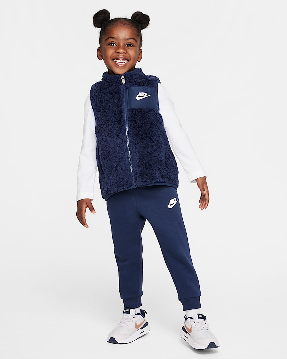 Nike Club Toddler Long Sleeve T-Shirt, Vest, and Pants Set - Midnight Navy