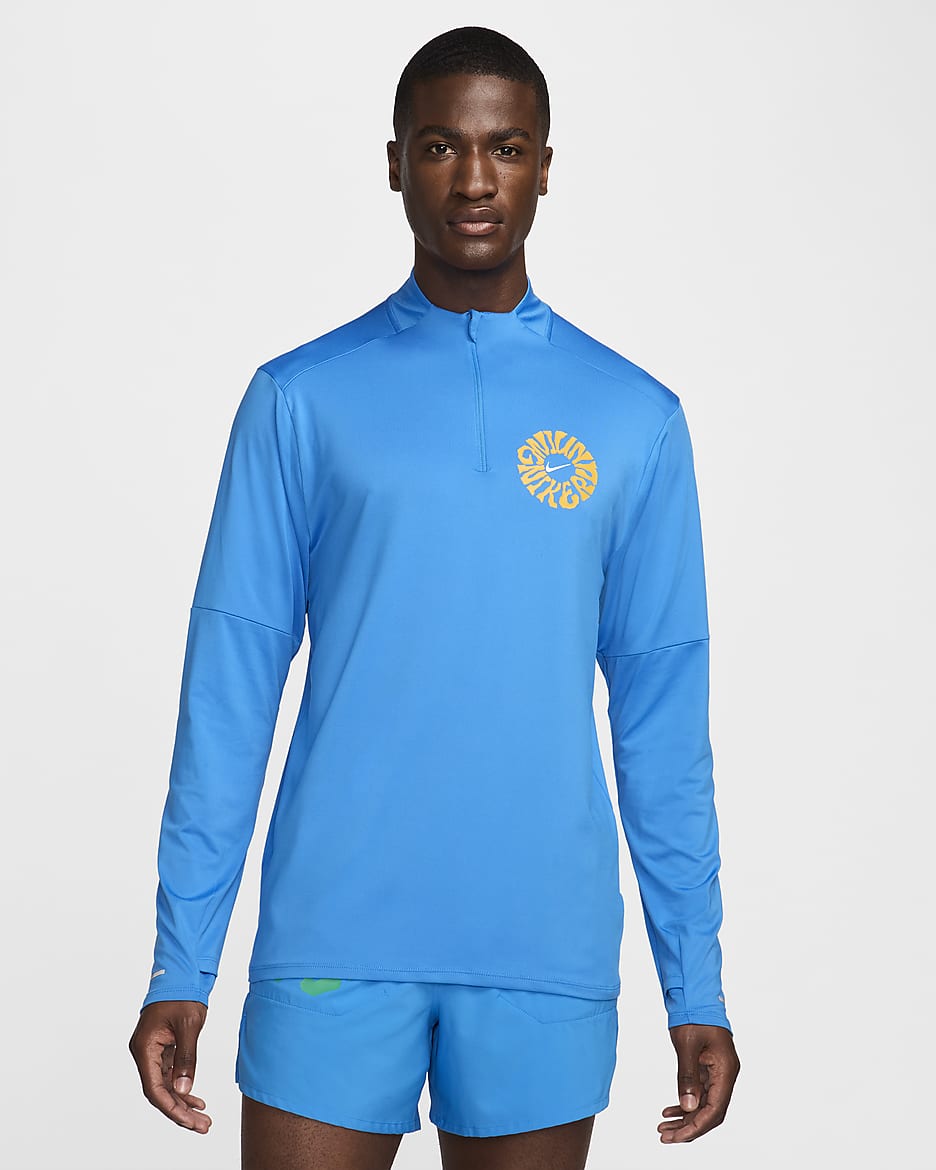 Męska bluza do biegania z zamkiem 1/4 Dri-FIT Nike Element Run Energy - Light Photo Blue/Summit White