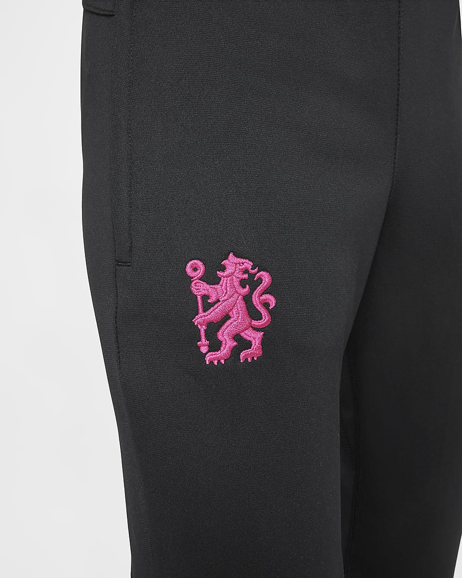 3e survêtement de foot en maille Nike Dri-FIT Chelsea FC Strike pour ado - Pink Prime/Noir/Noir/Noir