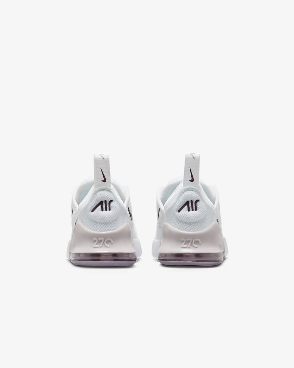 Nike Air Max 270 Baby/Toddler Shoe - White/Platinum Violet/Burgundy Crush