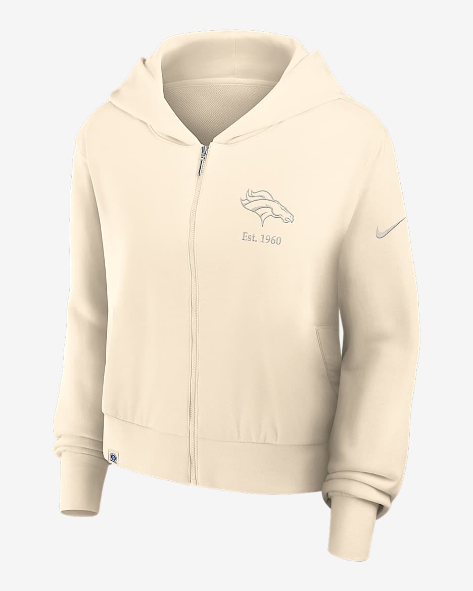 Denver Broncos Established Women’s Nike NFL Full-Zip Hoodie - Natural