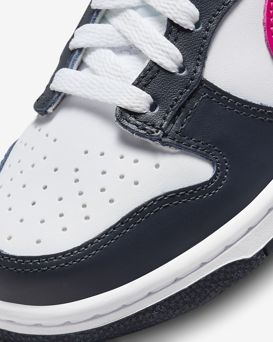 Nike Dunk Low Older Kids' Shoes - Dark Obsidian/White/Fierce Pink