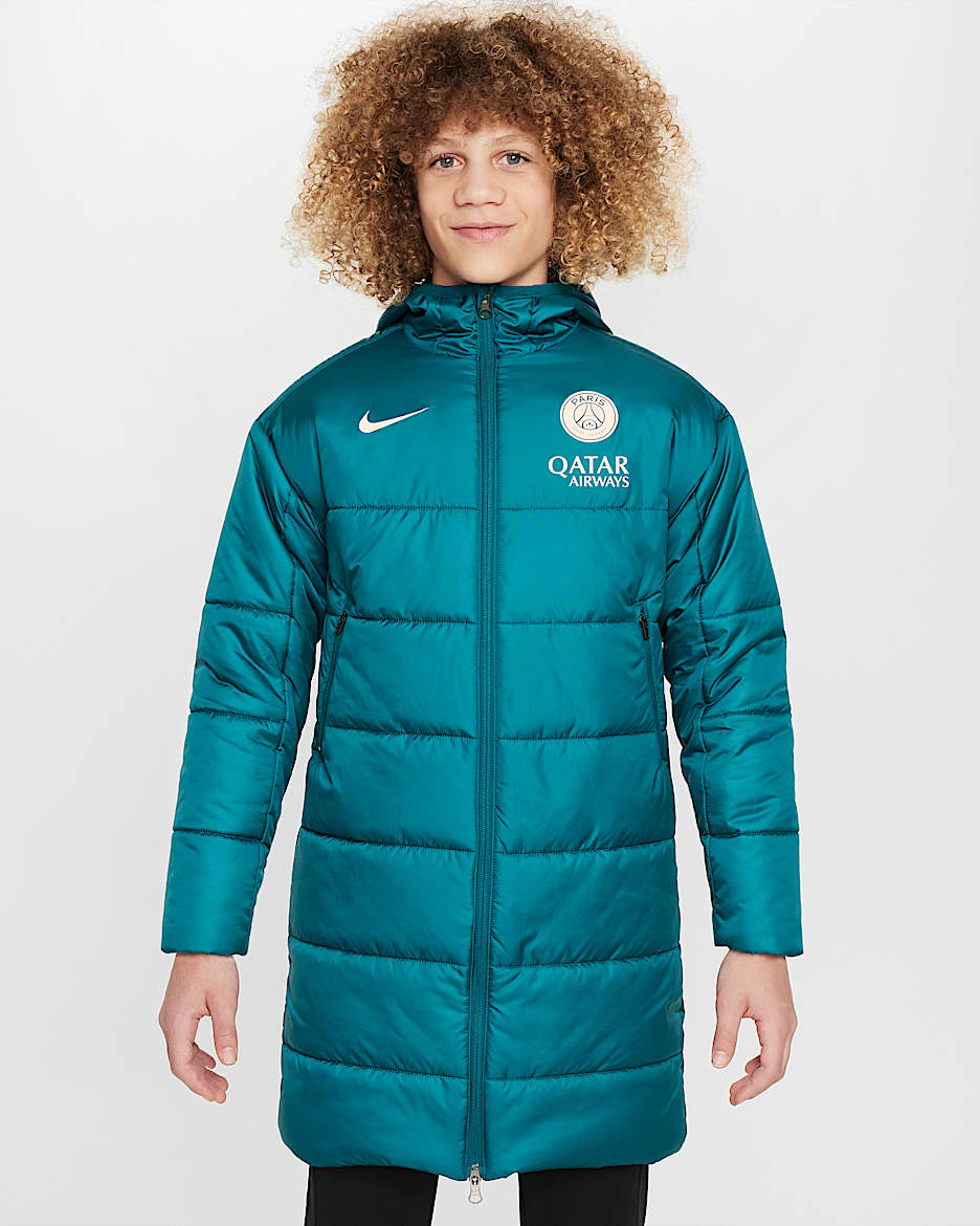 Veste de foot à garnissage synthétique Nike Therma-FIT Paris Saint-Germain Academy Pro pour ado - Geode Teal/Guava Ice/Guava Ice