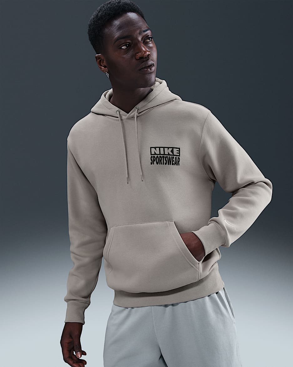 Nike Club Men's Pullover Fleece Hoodie - College Grey/Medium Ash/College Grey