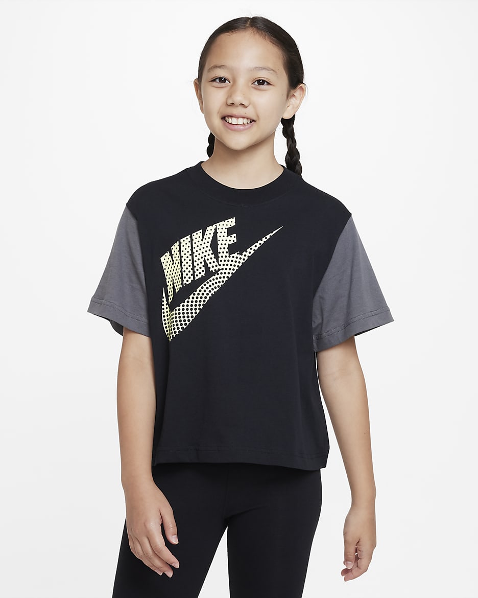 Nike Sportswear Essential Big Kids' (Girls') Dance T-Shirt - Black/Iron Grey