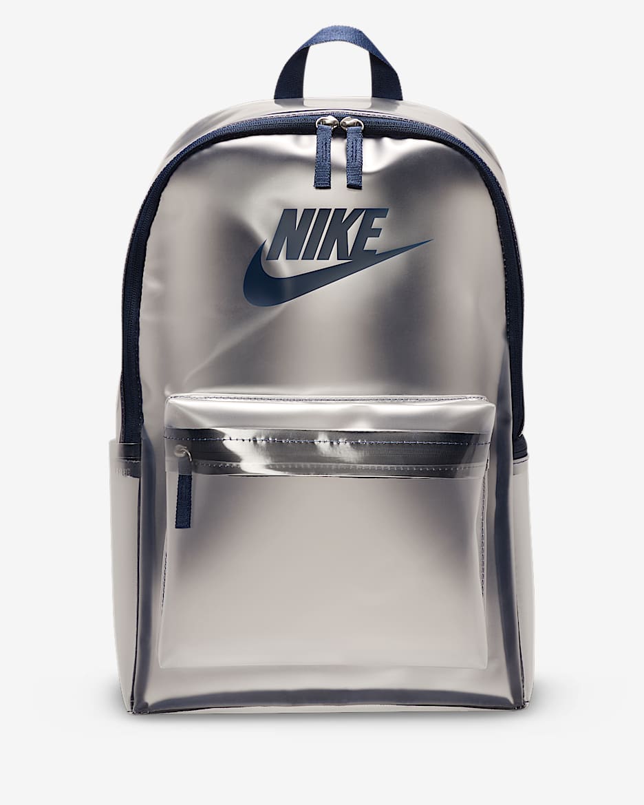 Mochila para niños grandes (25 L) Nike Heritage Crystal - Transparente/Azul marino medianoche/Azul marino medianoche