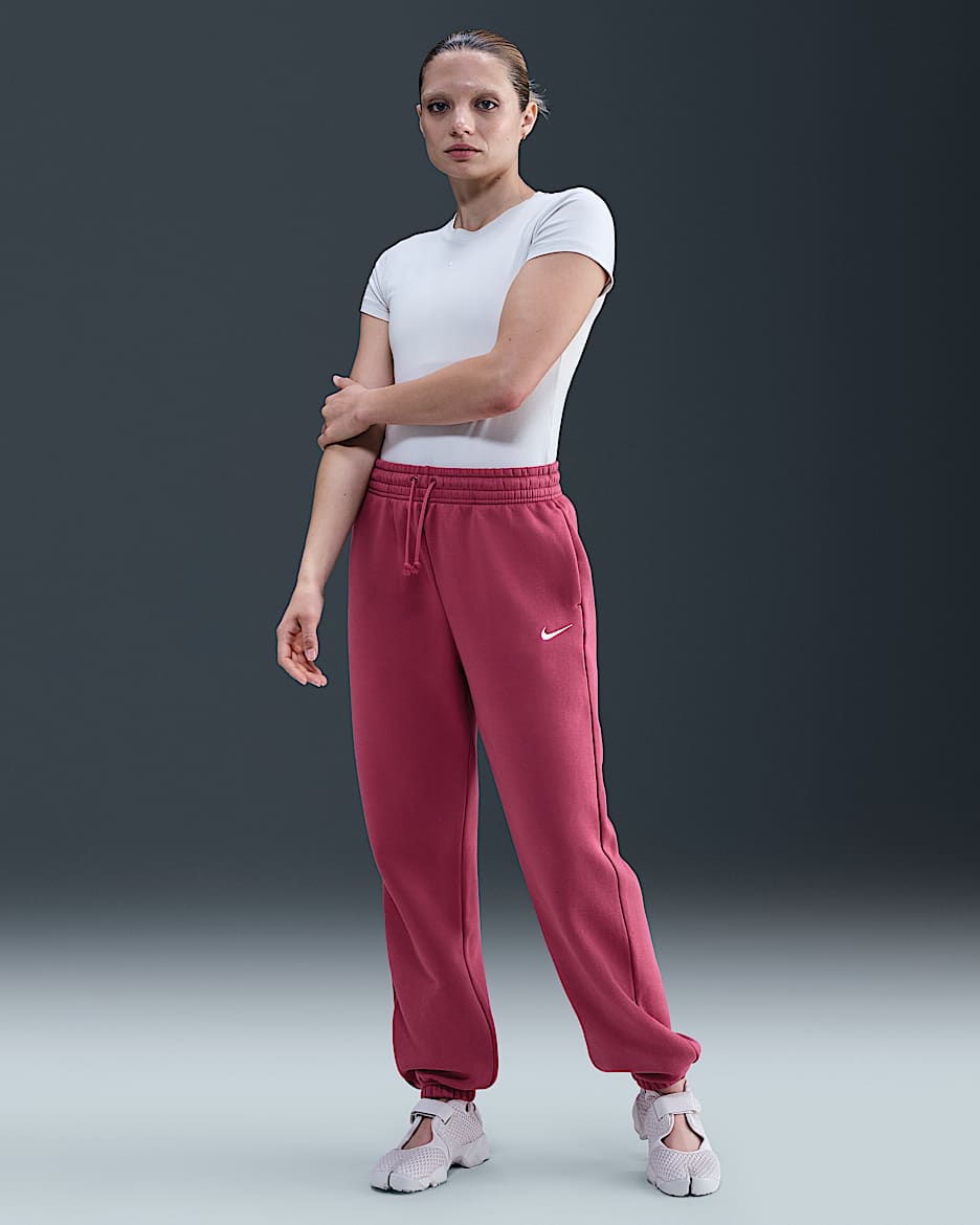 Nike Sportswear Phoenix Fleece Women's High-Waisted Oversized Sweatpants - Sweet Beet/Sail