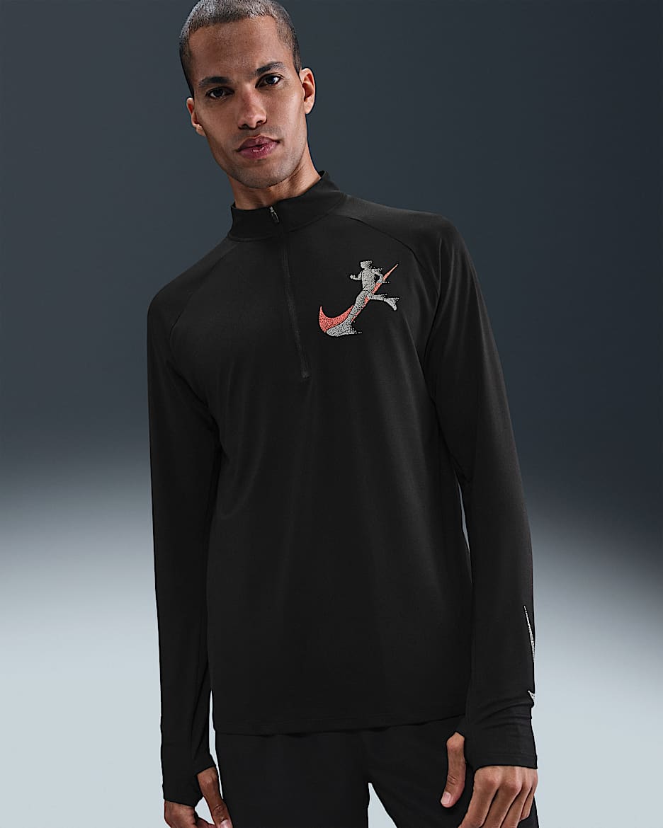 Nike Stride Men's Dri-FIT UV 1/2-Zip Running Top - Black