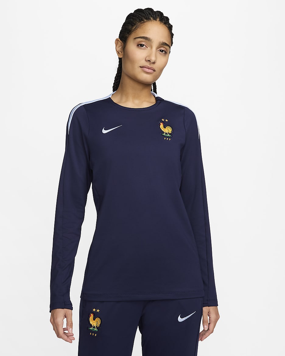 FFF Strike Women's Nike Dri-FIT Football Crew-Neck Top - Blackened Blue/Cobalt Bliss/Cobalt Bliss