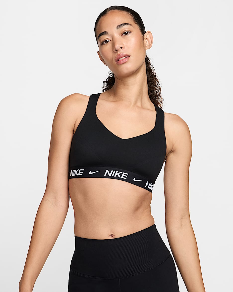 Nike Indy High-Support Women's Padded Adjustable Sports Bra - Black/Black/White