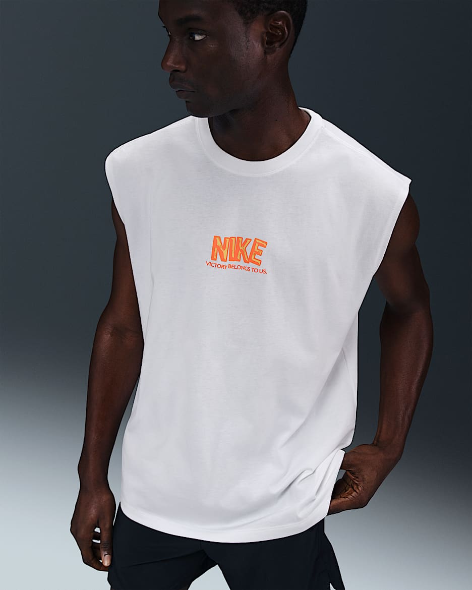 T-shirt de fitness sans manches Nike pour homme - Blanc