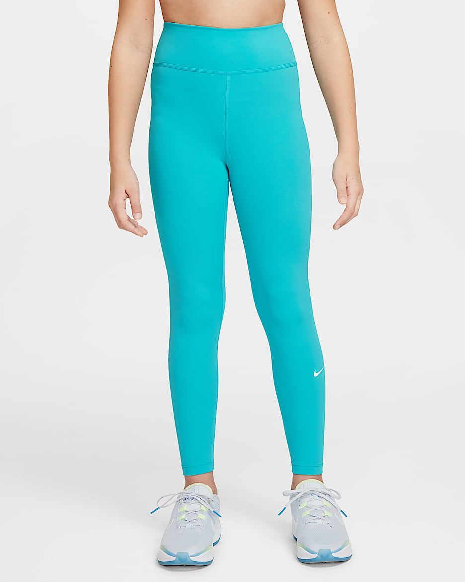 Leggings Dri-FIT de tiro alto para niña talla grande Nike One - Cactus empolvado/Blanco