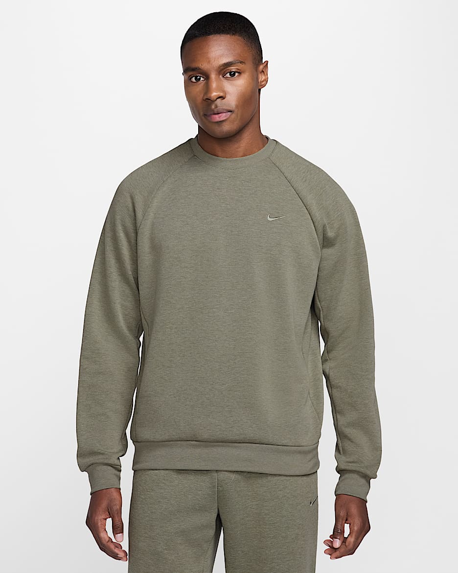 Nike Primary Fleece Men's Dri-FIT UV Performance Crew - Light Army/Heather/Light Army