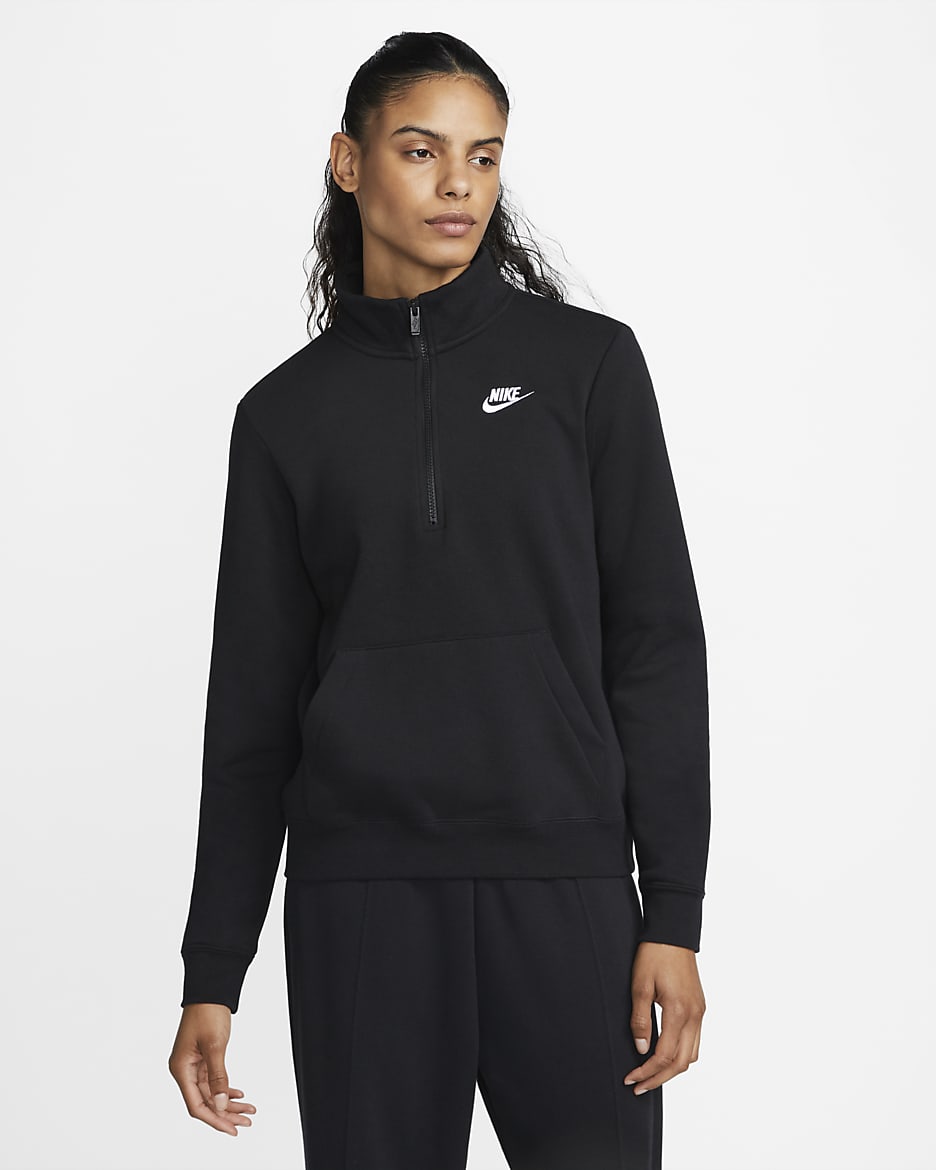 Nike Sportswear Club Fleece Women's 1/2-Zip Sweatshirt - Black/White