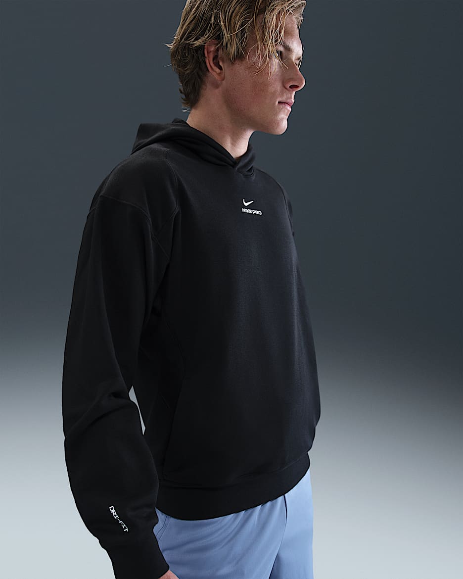 Nike Pro Dri-FIT-træningshættetrøje til mellemlag til mænd - sort/hvid
