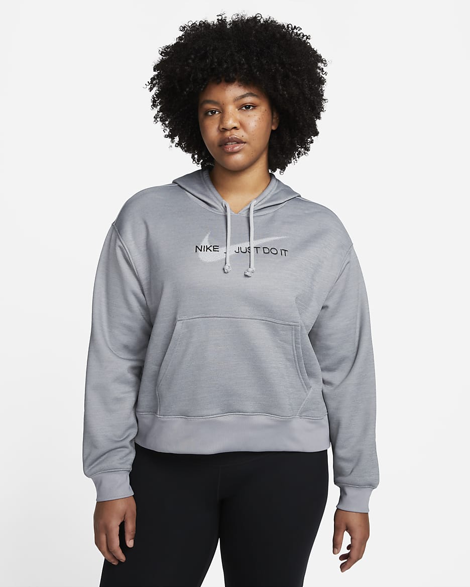 Nike Therma-FIT Women's Graphic Hoodie (Plus Size) - Particle Grey/Heather/Black/White