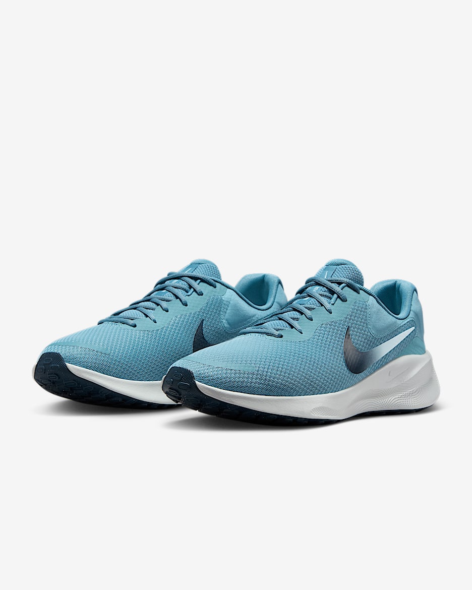 Nike Revolution 7 Men's Road Running Shoes - Denim Turquoise/Pure Platinum/Glacier Blue/Armoury Navy