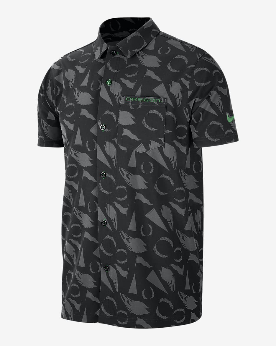 Polo universitario Nike SB de tejido Woven para hombre Oregon - Negro/Verde manzana/Verde manzana
