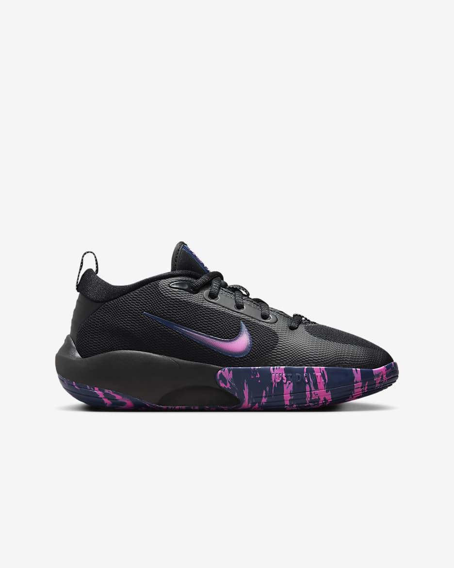 Nike IsoFly Big Kids' Basketball Shoes - Black/Midnight Navy/Aluminum/Playful Pink