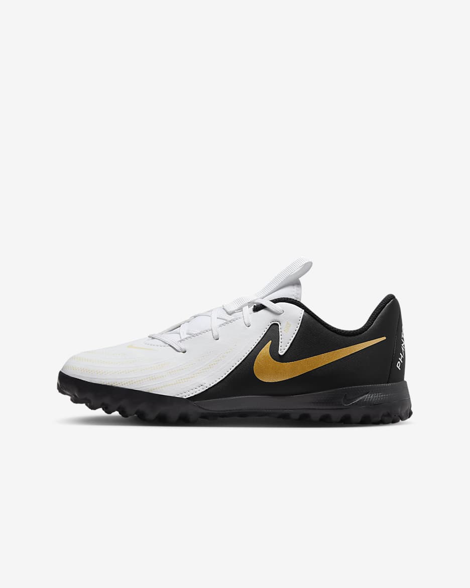 Chaussure de foot Nike Jr. Phantom GX 2 Academy TF pour enfant/ado - Blanc/Metallic Gold Coin/Noir