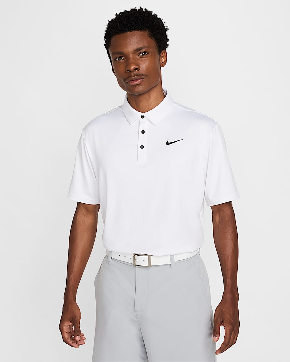 Polo de golf Dri-FIT de un solo color para hombre Nike Tour - Blanco/Negro