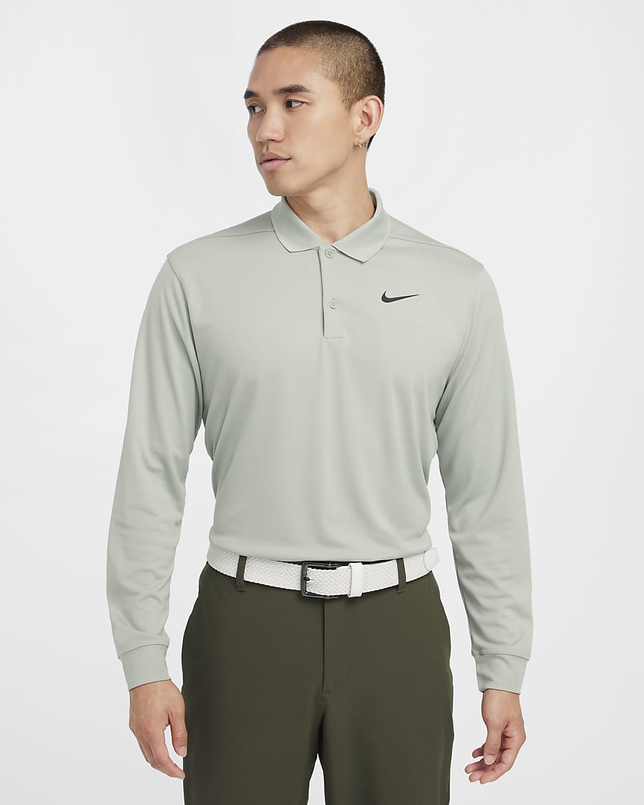 Nike Dri-FIT Victory Men's Long-Sleeve Golf Polo - Jade Horizon/Black