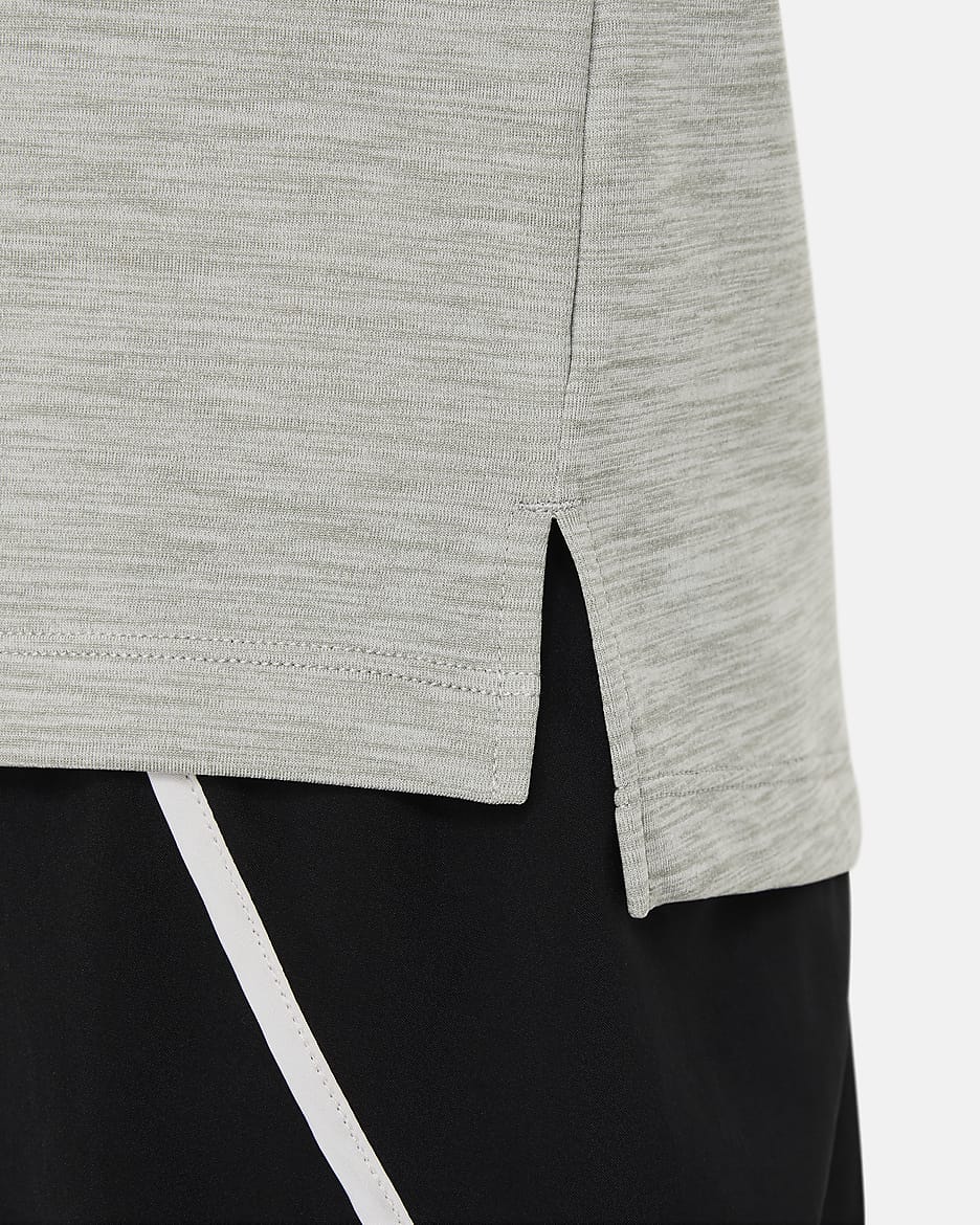 Haut à manches longues et demi-zip Nike Dri-FIT pour ado (fille) - Dark Grey Heather/Blanc