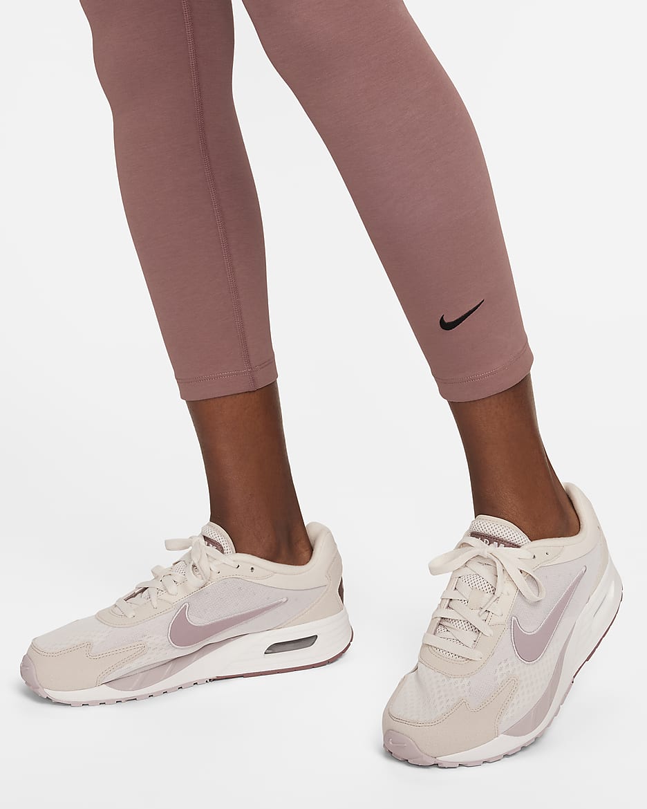 Leggings de tiro alto de 7/8 para mujer Nike Sportswear Classic Swoosh - Malva humeante/Negro