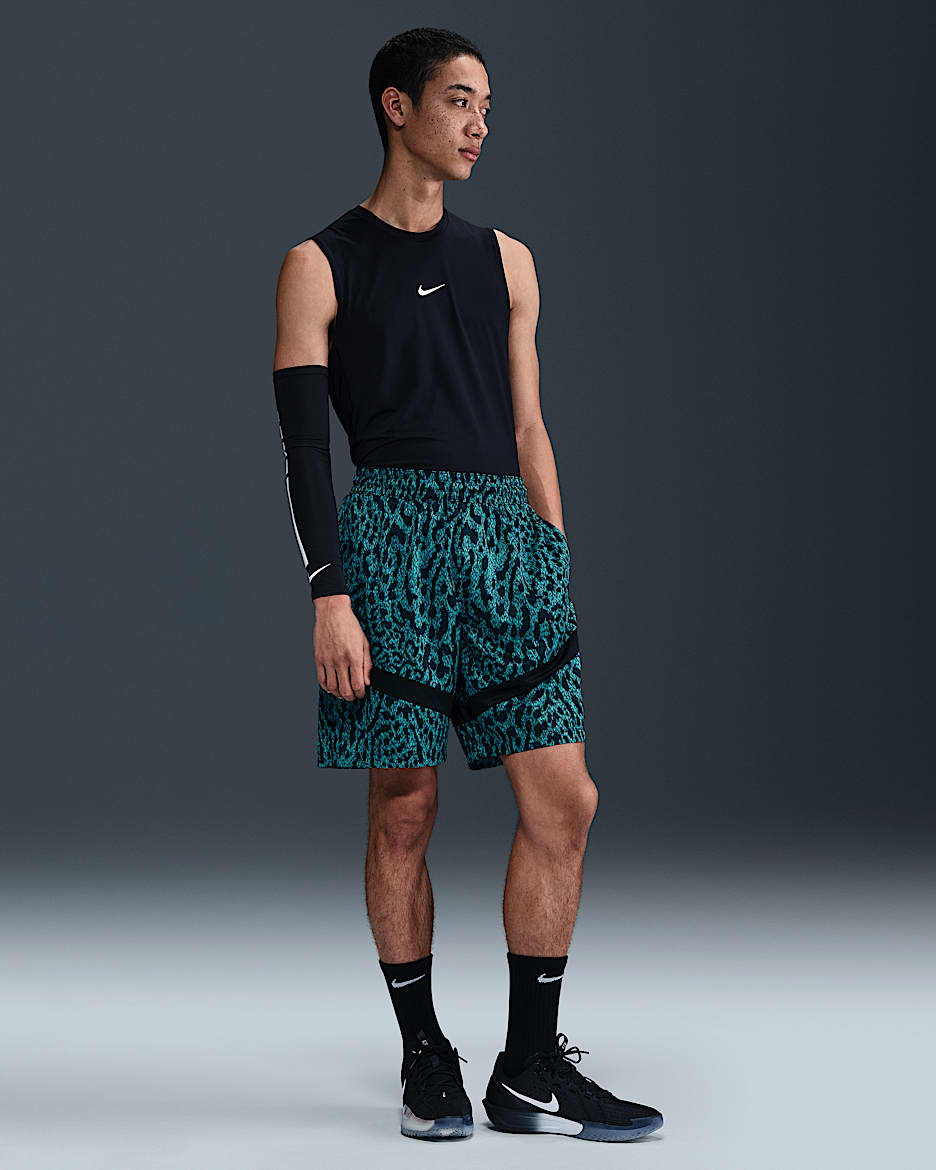 Shorts de básquetbol de 20 cm Dri-FIT para hombre Nike Icon - Cactus empolvado/Azul marino militar/Negro/Negro