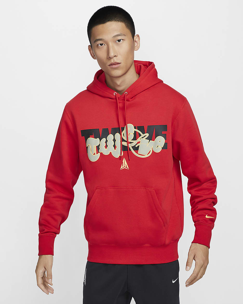 Ja Men's Club Fleece Basketball Hoodie - University Red/Celestial Gold