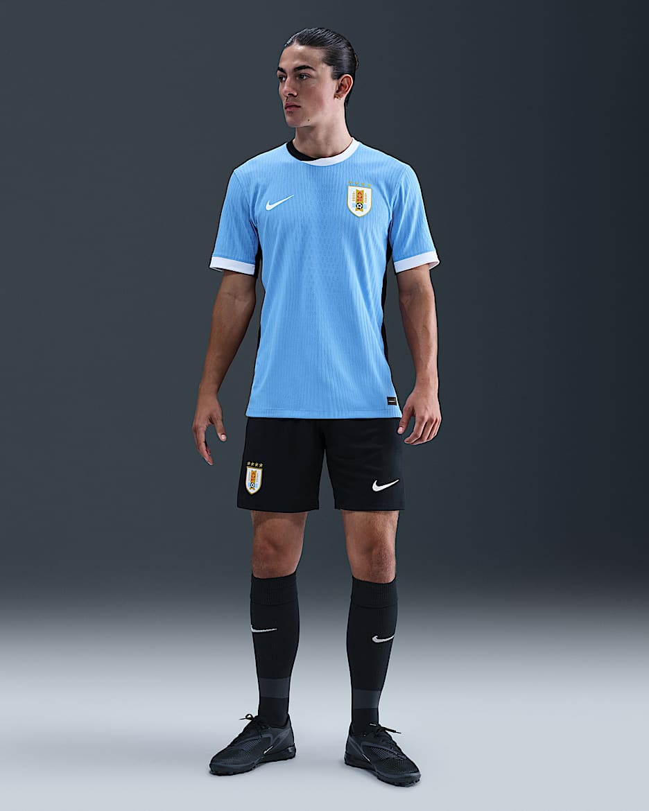 Shorts de fútbol Nike Dri-FIT Replica de Uruguay local 2024/25 Stadium para hombre - Negro/Blanco