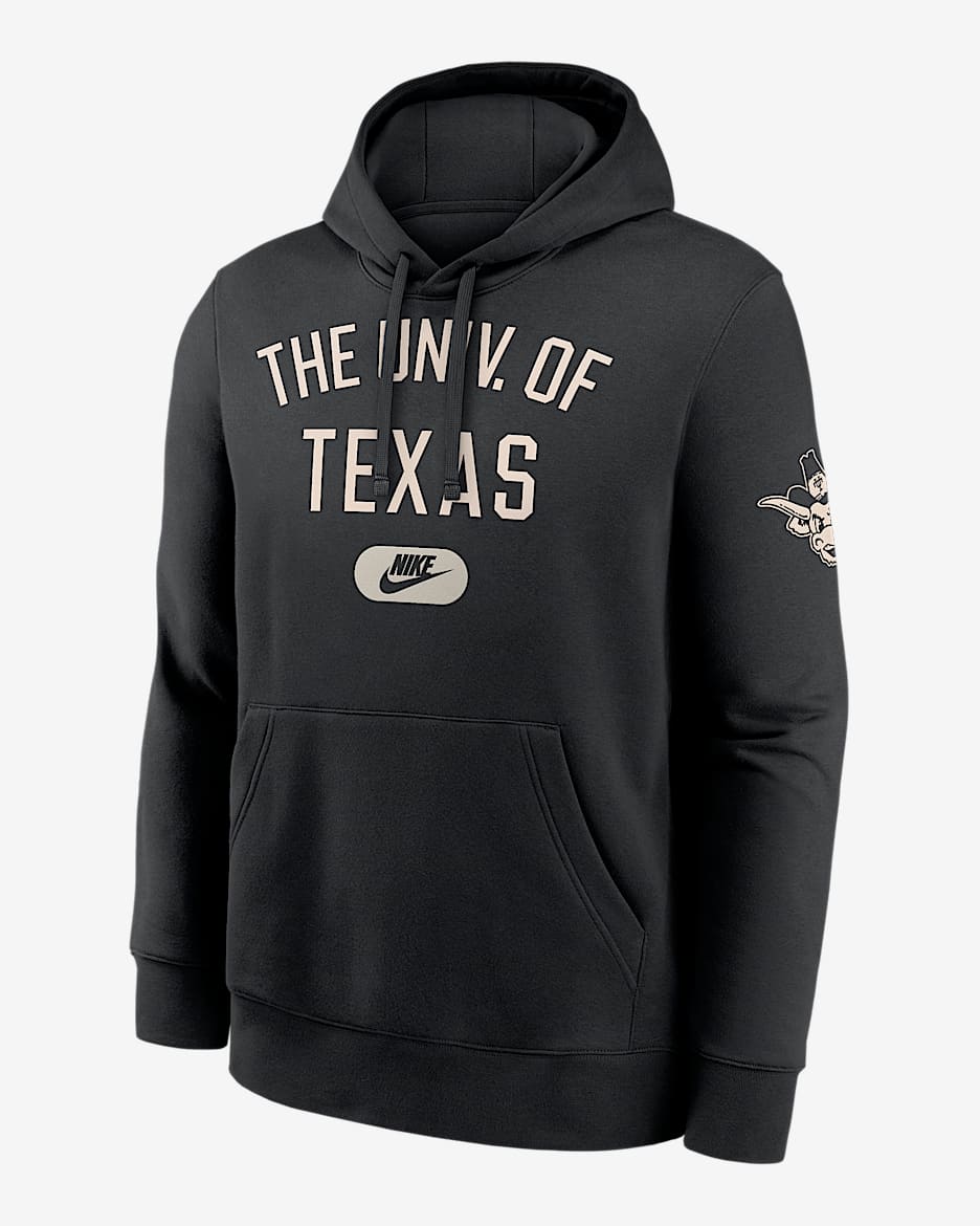 Texas Club Men's Nike College Pullover Hoodie - Black