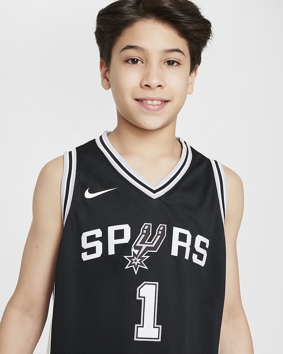 San Antonio Spurs 2022/23 Icon Edition NBA Swingman mez nagyobb gyerekeknek (fiúknak) - Fekete