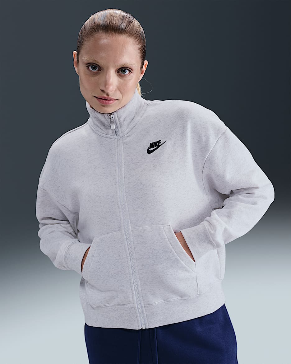 Nike Sportswear Club Fleece Women's Loose Track Jacket - Birch Heather/Black