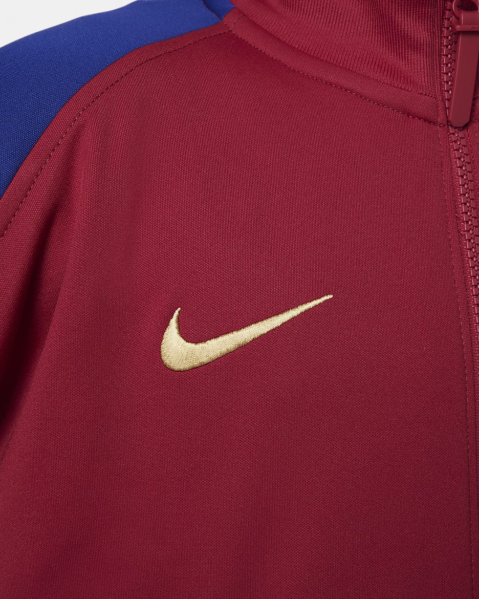 F.C. Barcelona Academy Pro Third Older Kids' Nike Dri-FIT Football Knit Jacket - Noble Red/Obsidian/Deep Royal Blue/Club Gold