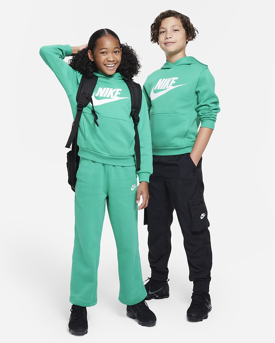 Sudadera con gorro para niños talla grande Nike Sportswear Club Fleece - Verde estadio/Blanco