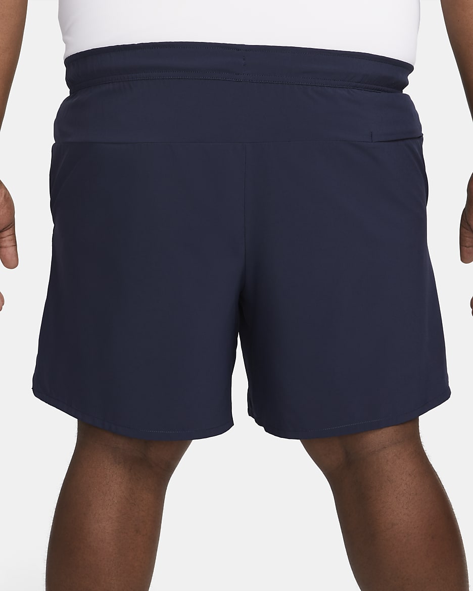 Nike Unlimited multifunctionele niet-gevoerde herenshorts met Dri-FIT (18 cm) - Obsidian/Zwart/Obsidian