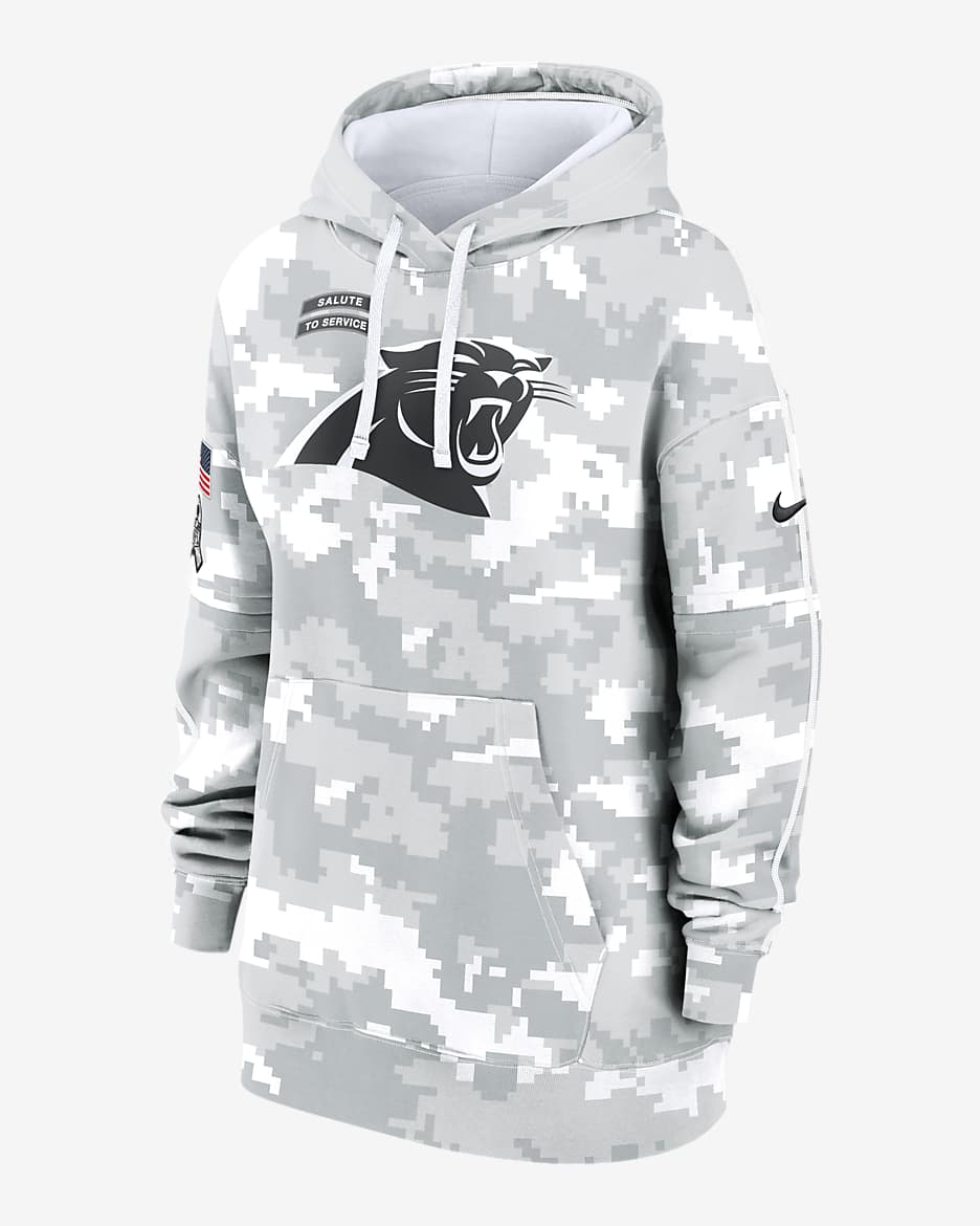 Carolina Panthers Salute to Service Primary Edge Club Women's Nike NFL Pullover Hoodie - White
