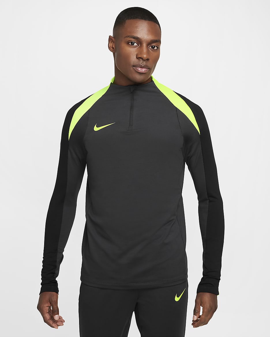 Nike Strike Dri-FIT voetbaltrainingstop met halflange rits voor heren - Anthracite/Zwart/Volt/Volt