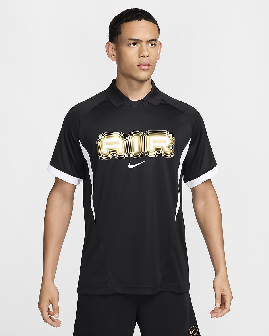 Jersey de manga corta para hombre Nike Air - Negro/Blanco/Oro metalizado
