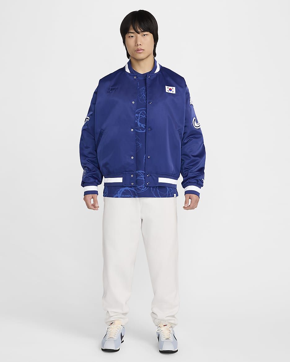 Korea Dugout Men's Nike Breaking Satin Jacket - Deep Royal Blue/White/Old Royal