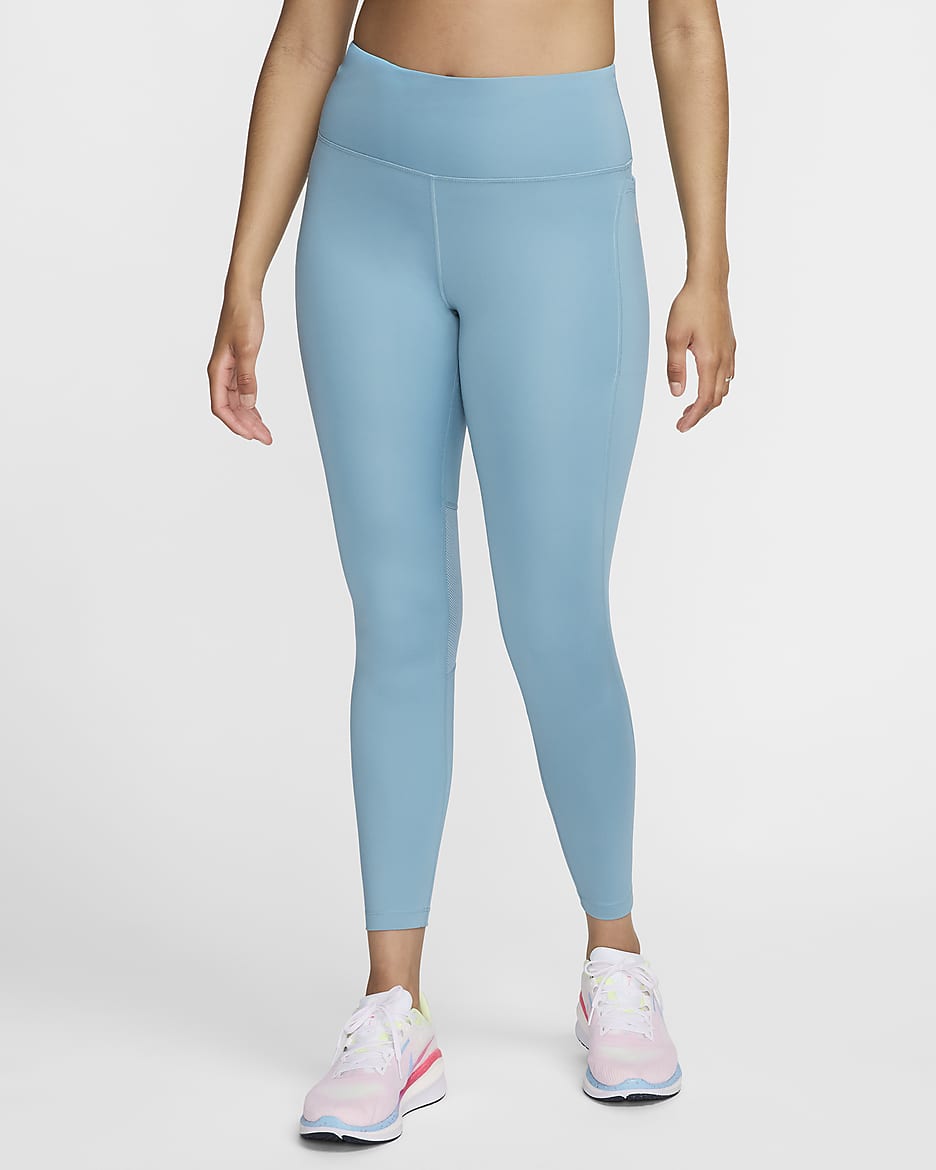 Nike Epic Fast Hardlooplegging met halfhoge taille en zak voor dames - Denim Turquoise