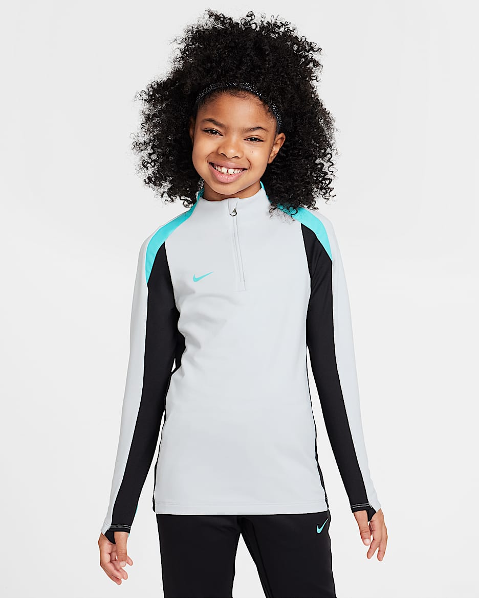 Nike Dri-FIT Strike Older Kids' Football Drill Top - Photon Dust/Black/Dynamic Turquoise/Dynamic Turquoise
