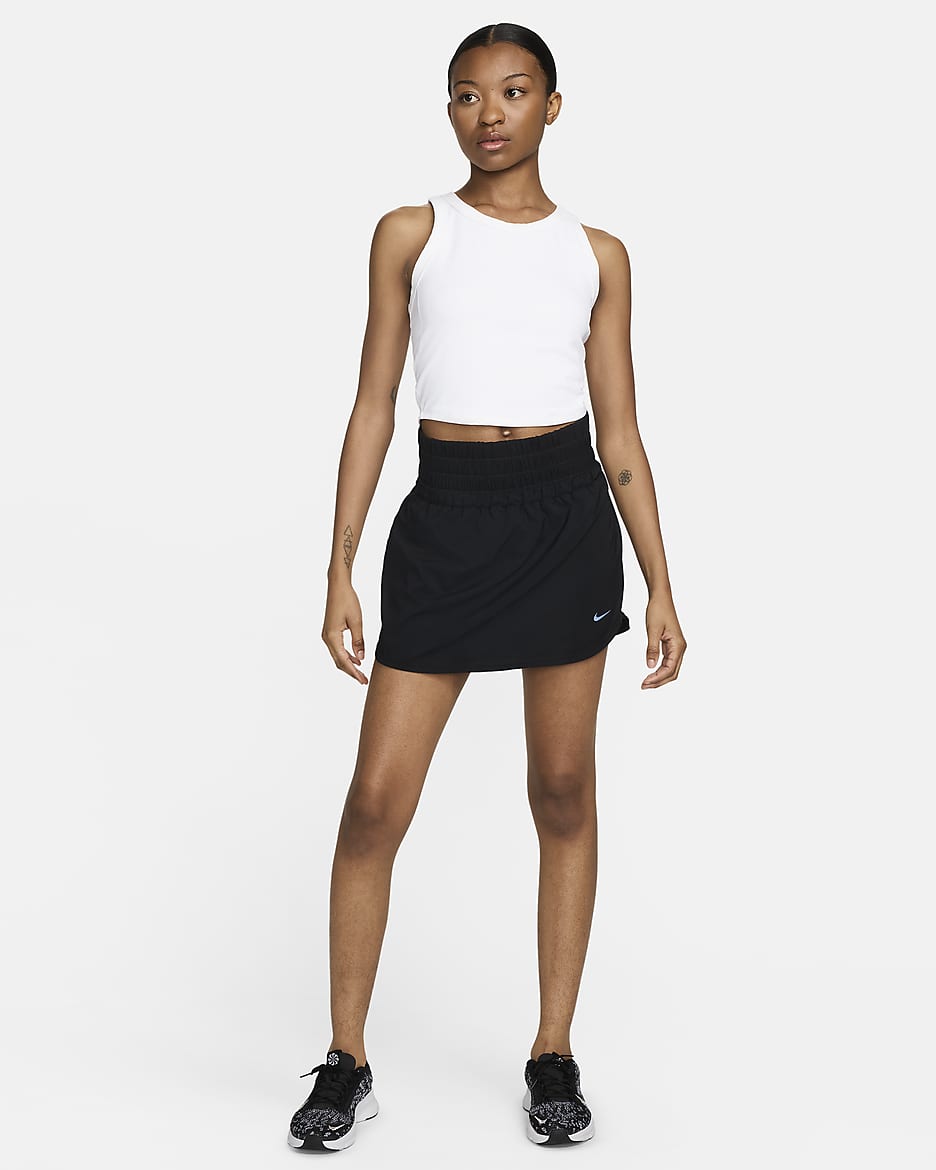 Nike One Fitted Women's Dri-FIT Strappy Cropped Tank Top - White/Black