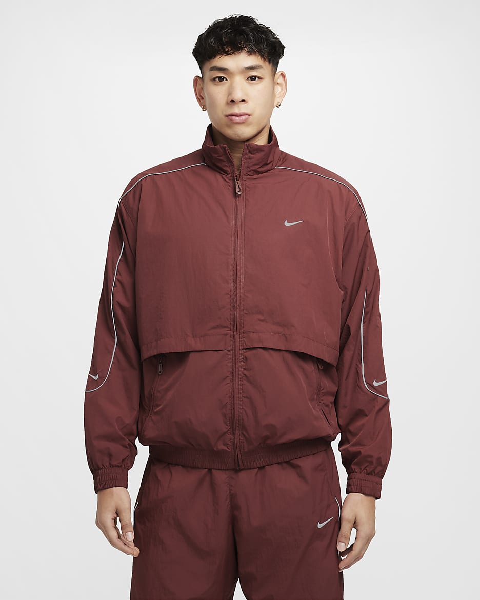 Nike Sportswear Solo Swoosh Men's Woven Track Jacket - Dark Pony/White
