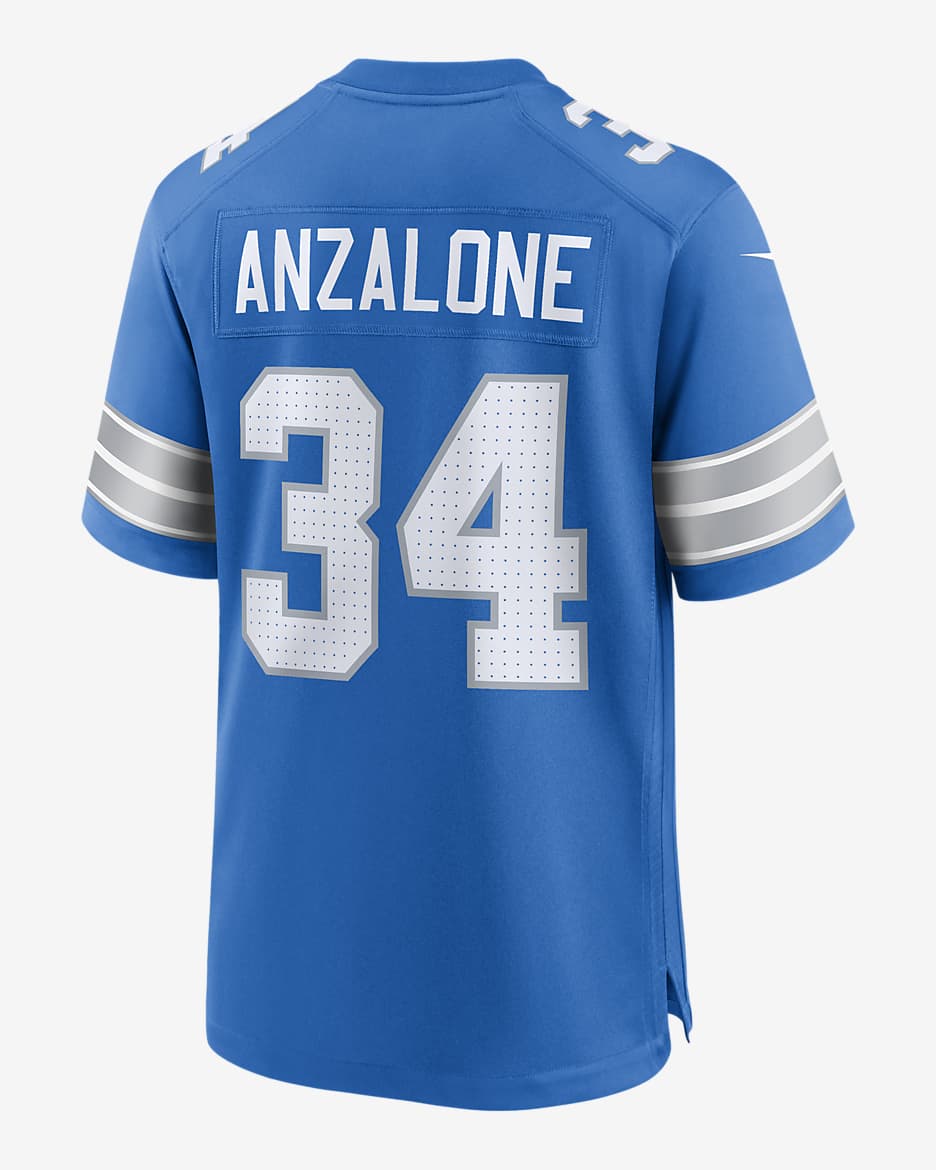 Alex Anzalone Detroit Lions Men's Nike NFL Game Football Jersey - Blue