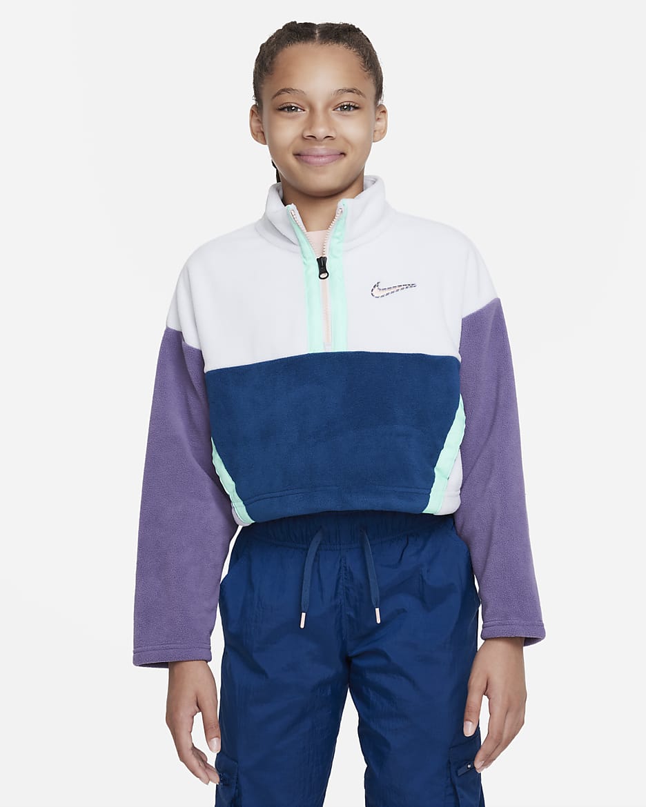 Nike Sportswear Big Kids' (Girls') Long-Sleeve Top - Photon Dust/Canyon Purple/Valerian Blue/Arctic Orange